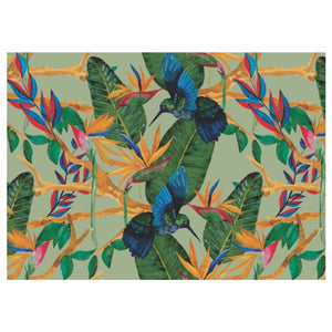 DISPOSABLE PLACEMATS - HUMMINGBIRD AND TROPICAL PLANT