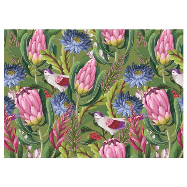 DISPOSABLE PLACEMATS - TRENDY FLORAL WITH BIRDS