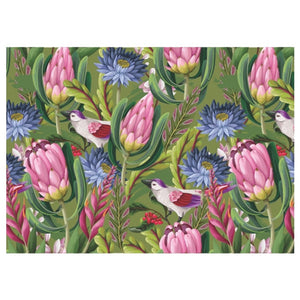 DISPOSABLE PLACEMATS - TRENDY FLORAL WITH BIRDS