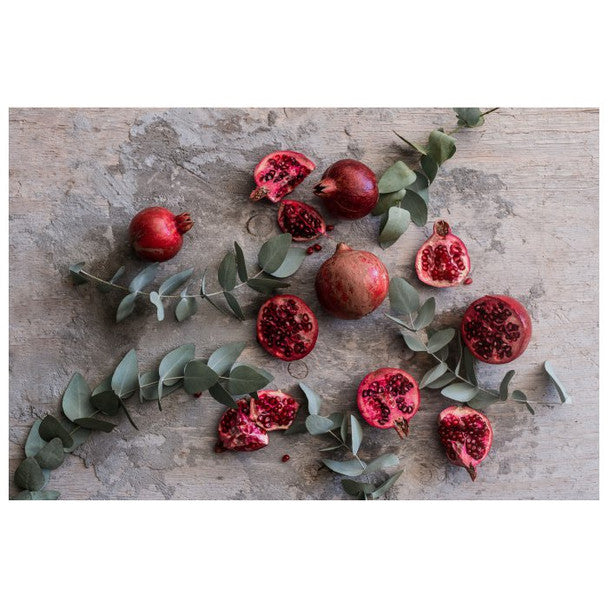 DISPOSABLE PLACEMATS - EUCALYPTUS LEAVES TWIG AND POMEGRANATES