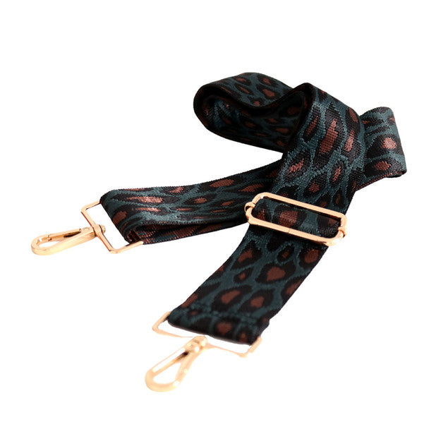 BAG STRAP - DEEP BROWN LEOPARD PRINT