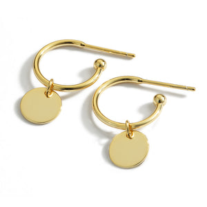 THE MAKERY GOLD PLATED LOOP EARRING WITH HANGING DISK