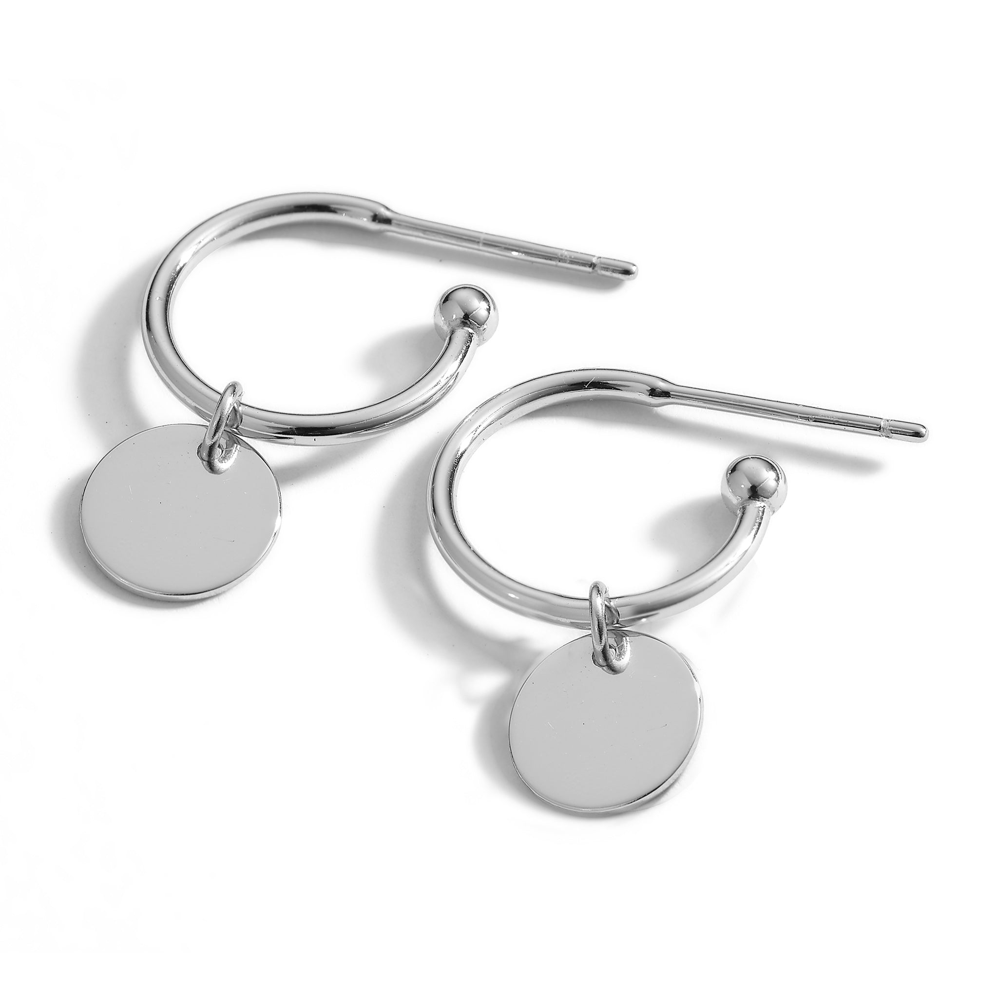 THE MAKERY STERLING SILVER LOOP EARRING WITH HANGING DISK