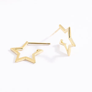 THE MAKERY STAR OUTLINED STUD GOLD PLATED BRASS EARRINGS