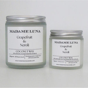 MADAME LUNA AMBER JAR COCONUT CANDLE RANGE - GRAPEFRUIT & NEROLI