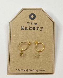 THE MAKERY GOLD PLATED LOOP EARRING WITH HANGING STAR
