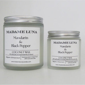 MADAME LUNA AMBER JAR COCONUT CANDLE RANGE - MANDARIN & BLACK PEPPER