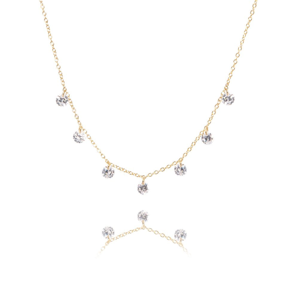 THE MAKERY GOLD VERMEIL 7 CRYSTAL NECKLACE