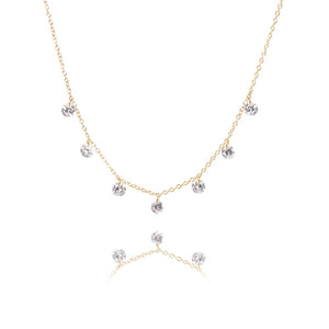 THE MAKERY GOLD VERMEIL 7 CRYSTAL NECKLACE
