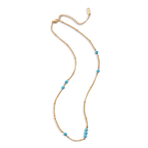 THE MAKERY TURQUOISE BEADS IN CHAIN OF NECKLACE