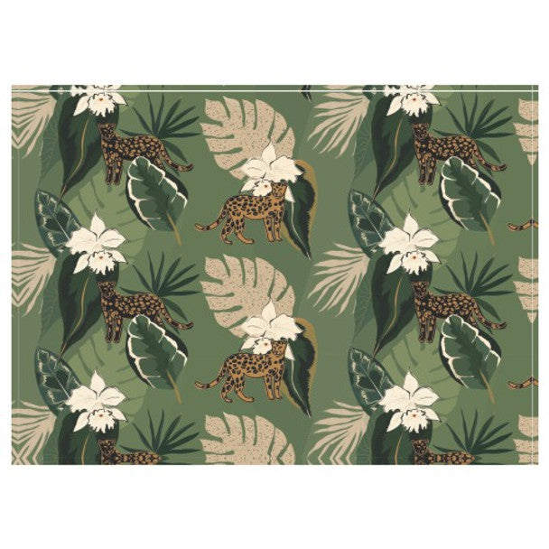 DISPOSABLE PLACEMATS - LEAPARD AND LEAVES