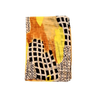 SCARF - YELLOW AND ORANGE ABSTRACT PATTERN