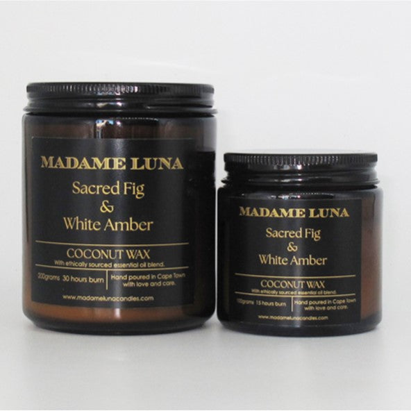 MADAME LUNA AMBER JAR COCONUT CANDLE RANGE - SACRED FIG & WHITE AMBER