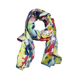 SCARF - POLYESTER DRAMATIC WATERCOLOUR FLOWERS