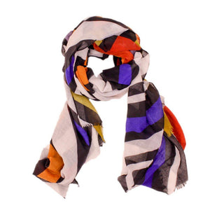 SCARF - BLUE RED GOLD AND WHITE