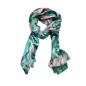 SCARF - BLUE AND GREEN LEAVES