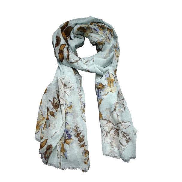 SCARF - ABSTRACT FLOWER AND LEAVES