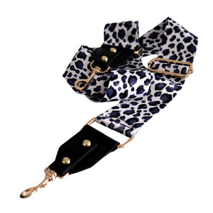 BAG STRAP - WHITE AND PURPLE LEOPARD PRINT