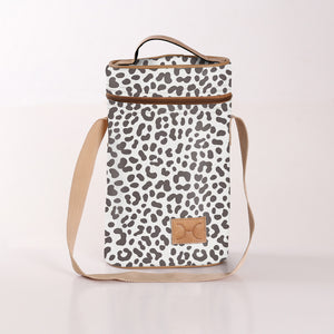 THANDANA - WINE COOLER DOUBLE CARRIER LAMINATED FABRIC CHEETAH WHITE