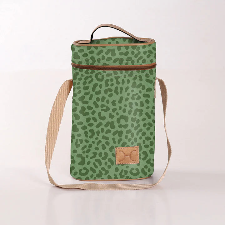 THANDANA - WINE COOLER DOUBLE CARRIER LAMINATED FABRIC CHEETAH OLIVE
