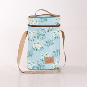 THANDANA - WINE COOLER DOUBLE CARRIER LAMINATED FABRIC CRAZY DAISY SAGE