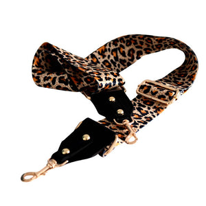 BAG STRAP - BROWN, GOLD AND YELLOW LEOPARD PRINT