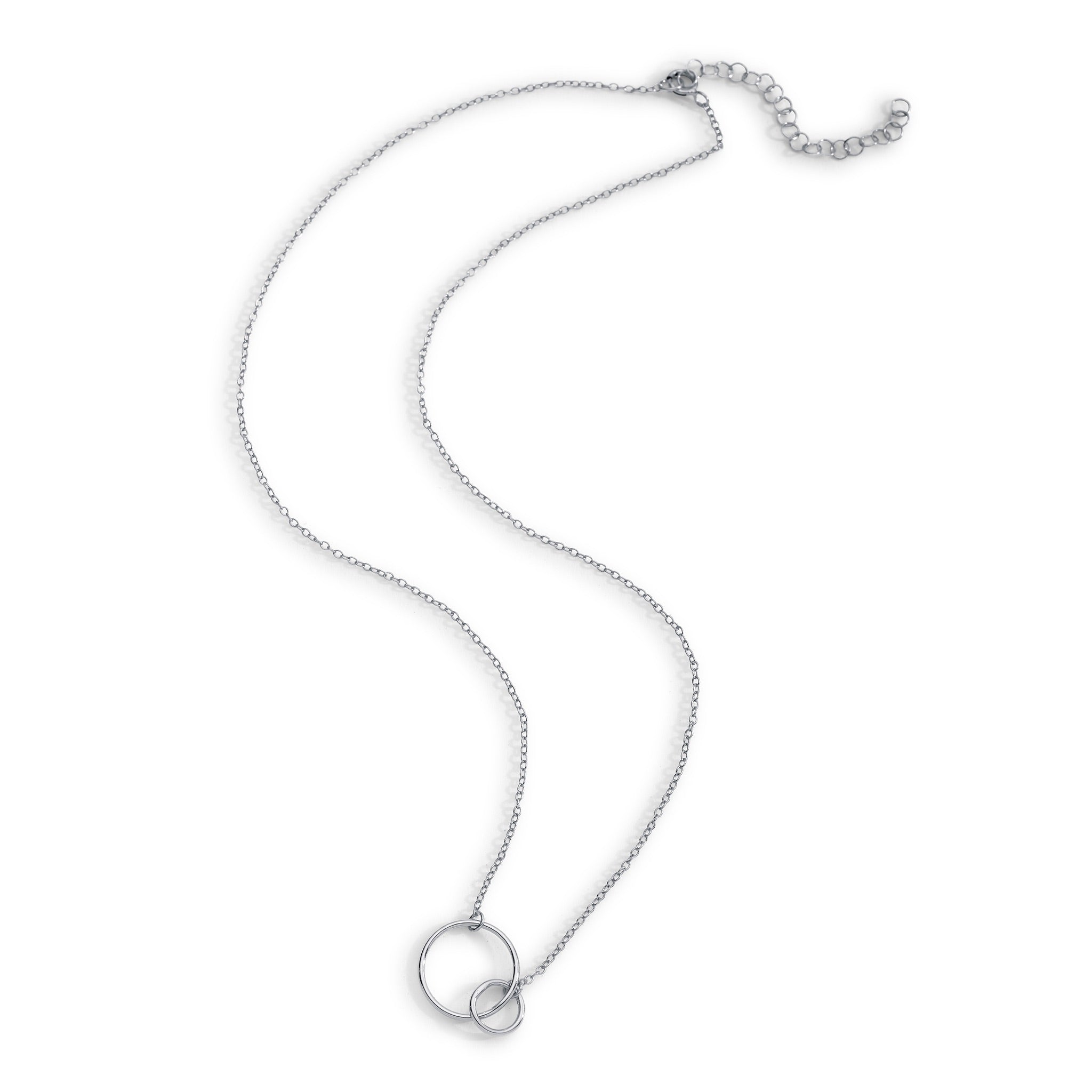 THE MAKERY STERLING SILVER 2 INTERLOCKING RINGS NECKLACE