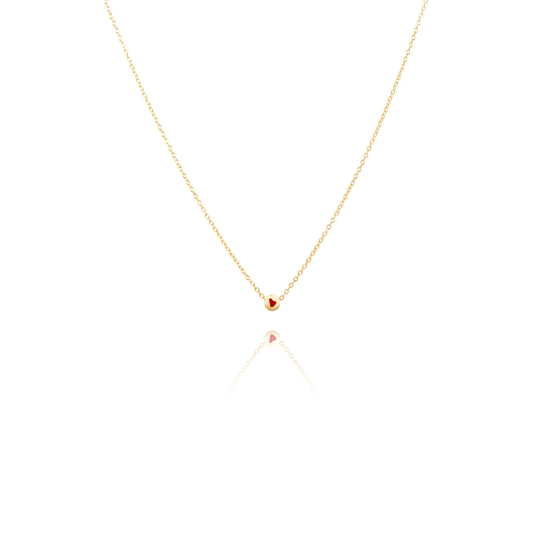 THE MAKERY GOLD VERMEIL NECKLACE WITH RED HEART ON BEAD