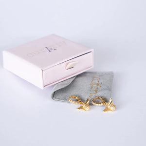 curAtiv PERSIA 14K GENUINE GOLD PLATED BEE HUGGIES WITH CUBIC ZIRCONIA DETAIL