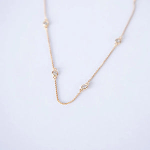 curAtiv SUEZ STERLING SILVER AND GOLD PLATED DAINTY NECKLACE WITH CUBIC ZIRCONIA STONES